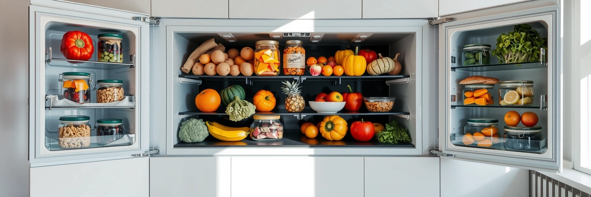 Frigorífico organizado com cor e nutrição